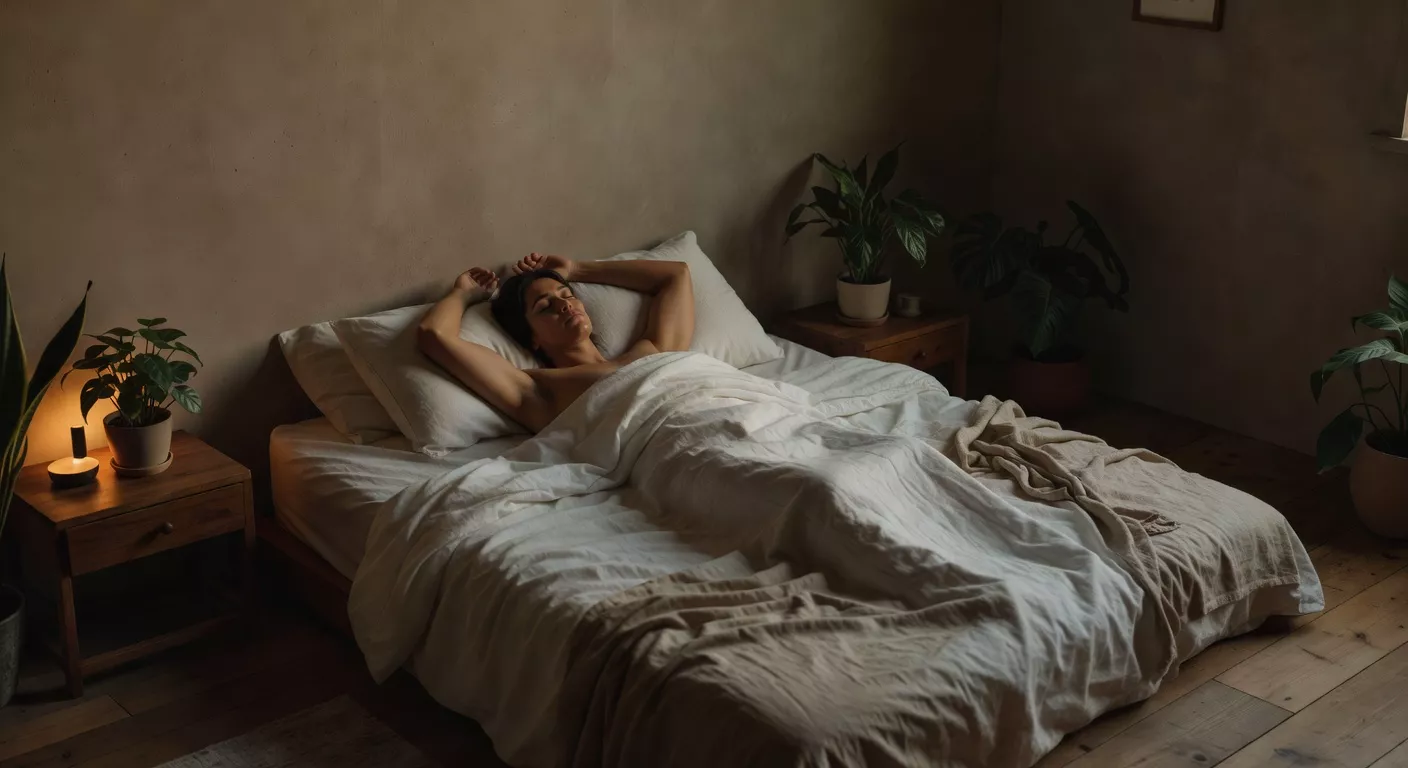 Interior sereno de un sauna con iluminación tenue y cálida en tonos ámbar